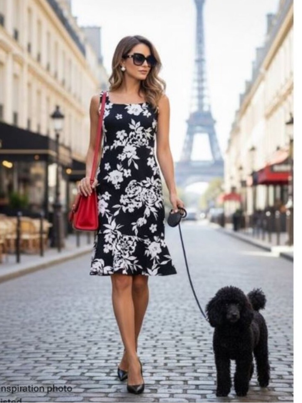 Karl Lagerfeld Floral Black and White Dress